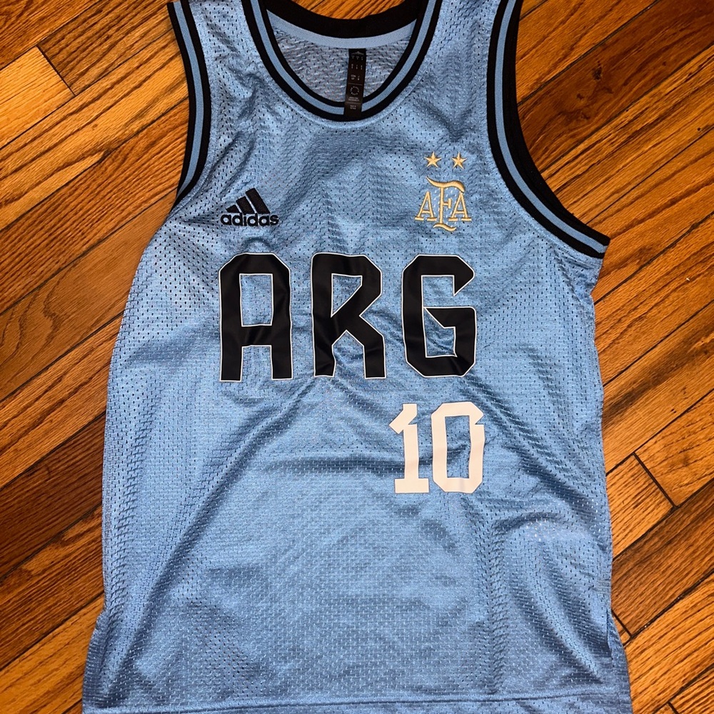 Adidas Argentina "Messi" #10 "Soccer Inspired" Basketball Jersey - Men's Small